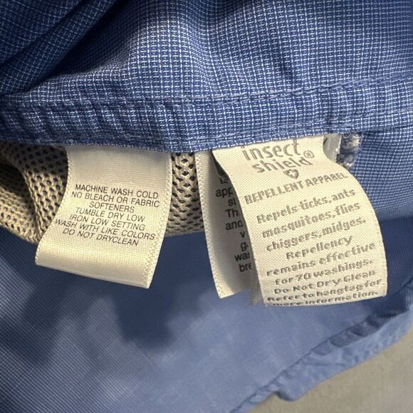 Exofficio Insect Shield Button Up Shirt Mens Size M Blue Hiking Fishing Camping - Picture 3 of 12